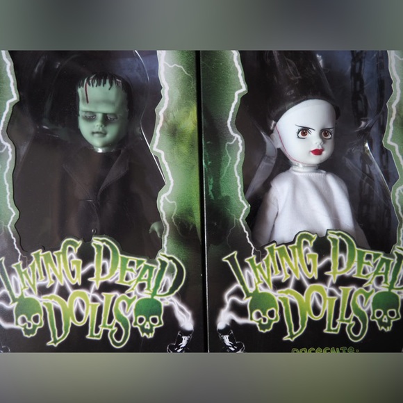 NIB Living dead dolls Frankenstein and bride of Frankenstein with paintings - Picture 5 of 5